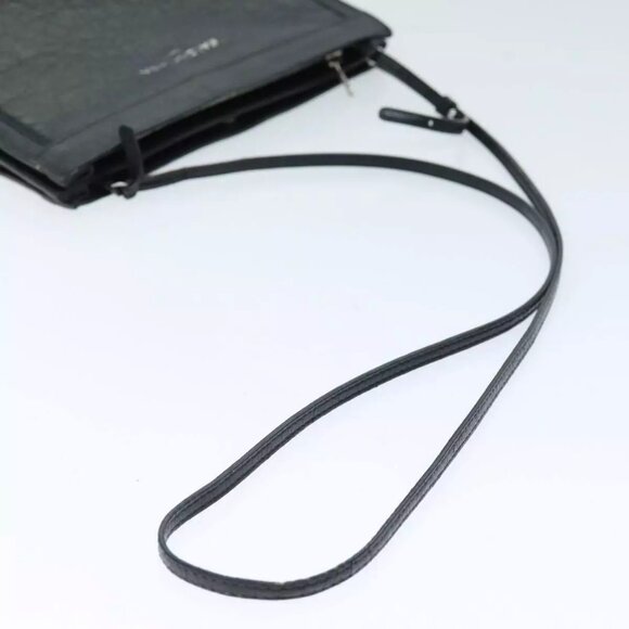 BALENCIAGA Navy Pochette Shoulder Bag Leather Black - Picture 9 of 15